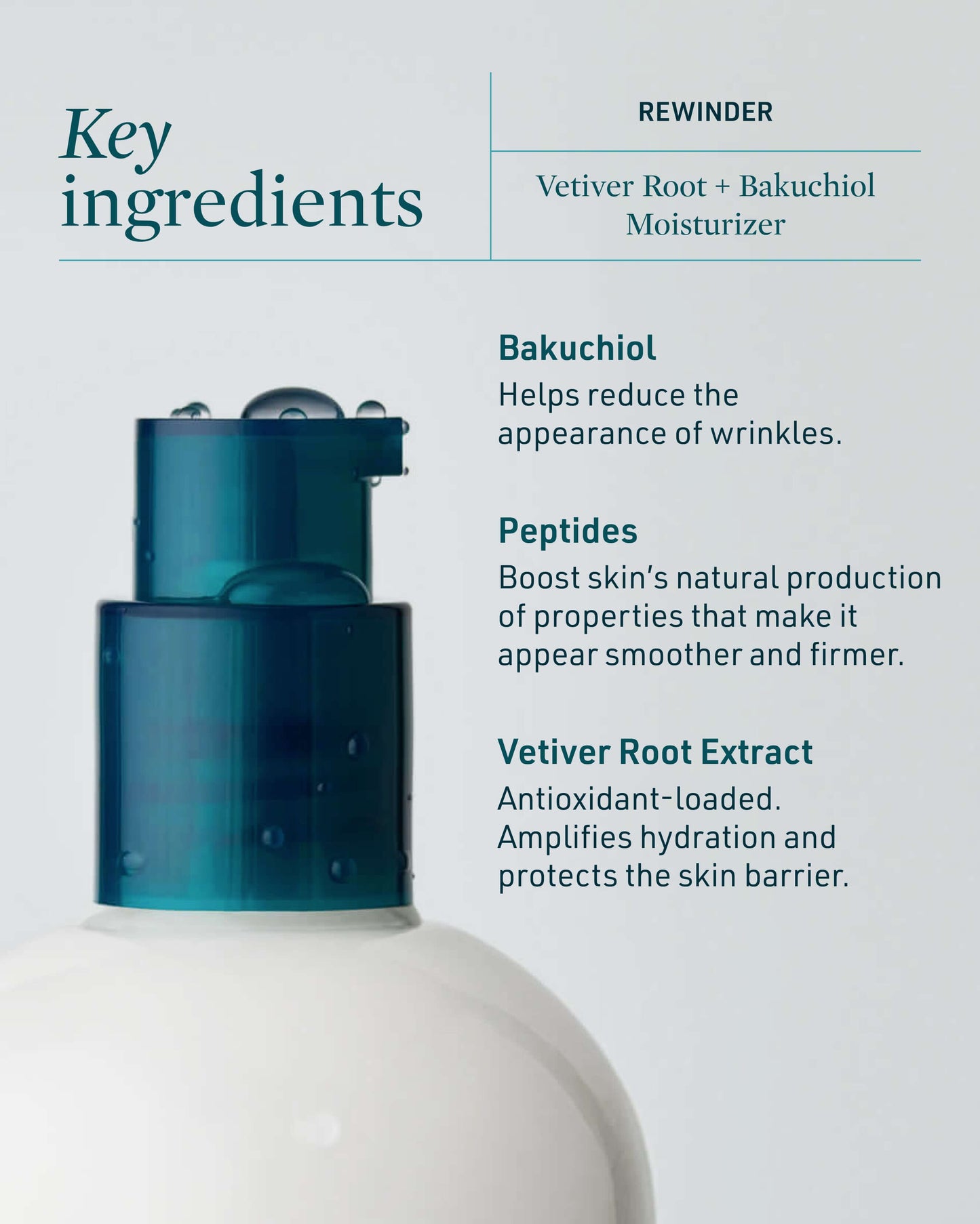 Rewinder Vetiver Root + Bakuchiol Moisturizer for Aging Skin