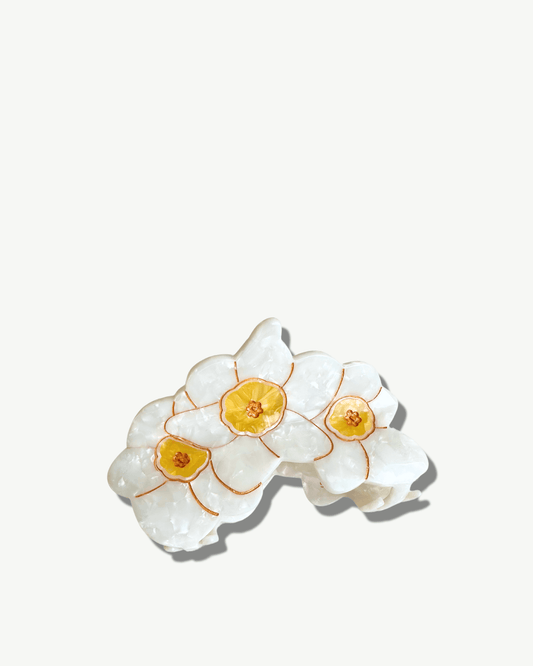 Hand-Painted Narcissus Flower Claw Clip