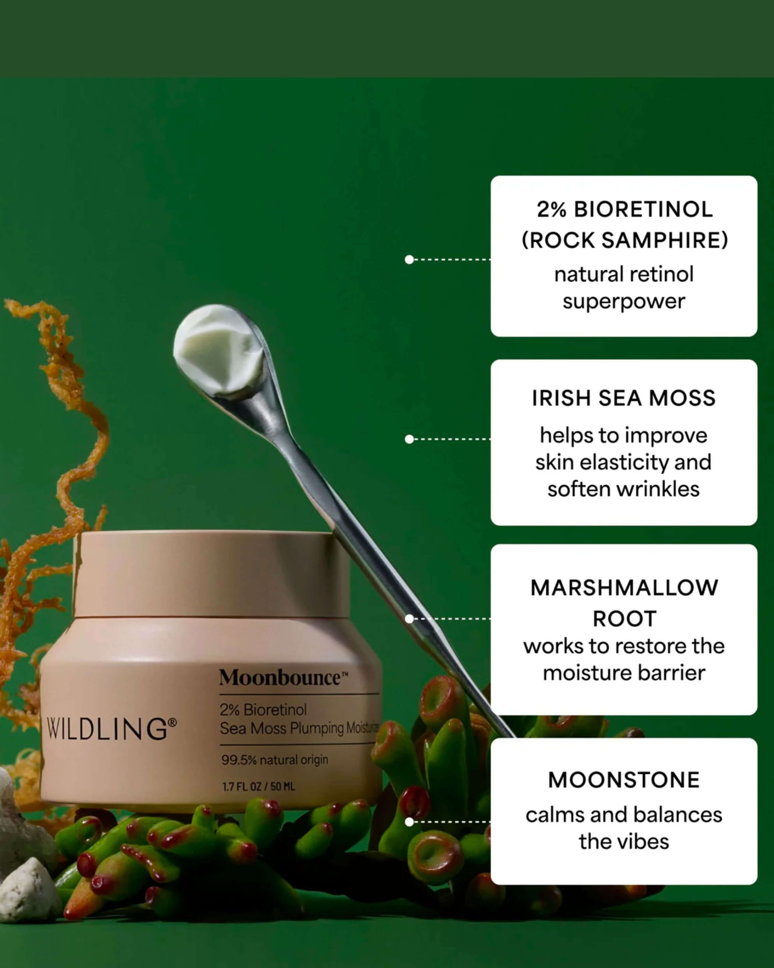 Moonbounce 2% Bioretinol Irish Sea Moss Plumping Moisturizer